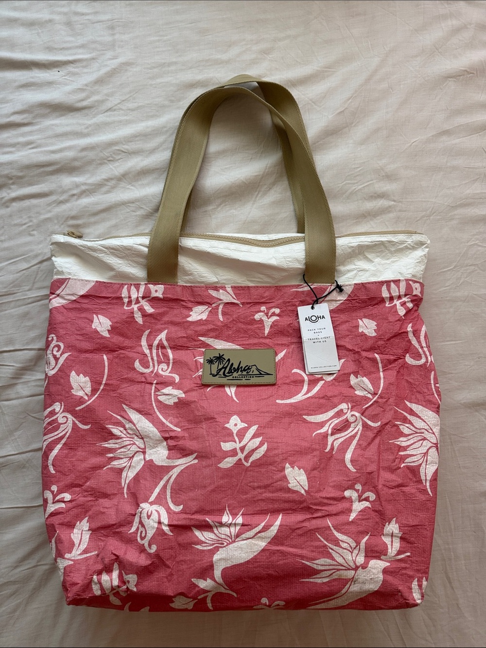 ALOHA Collection Day Tripper Floral Tote Bag in Coral Pink